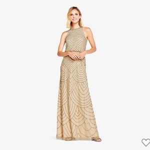 BHLDN ART DECO BEADED BLOUSON DRESS
WITH HALTER NECKLINE IN NUDE